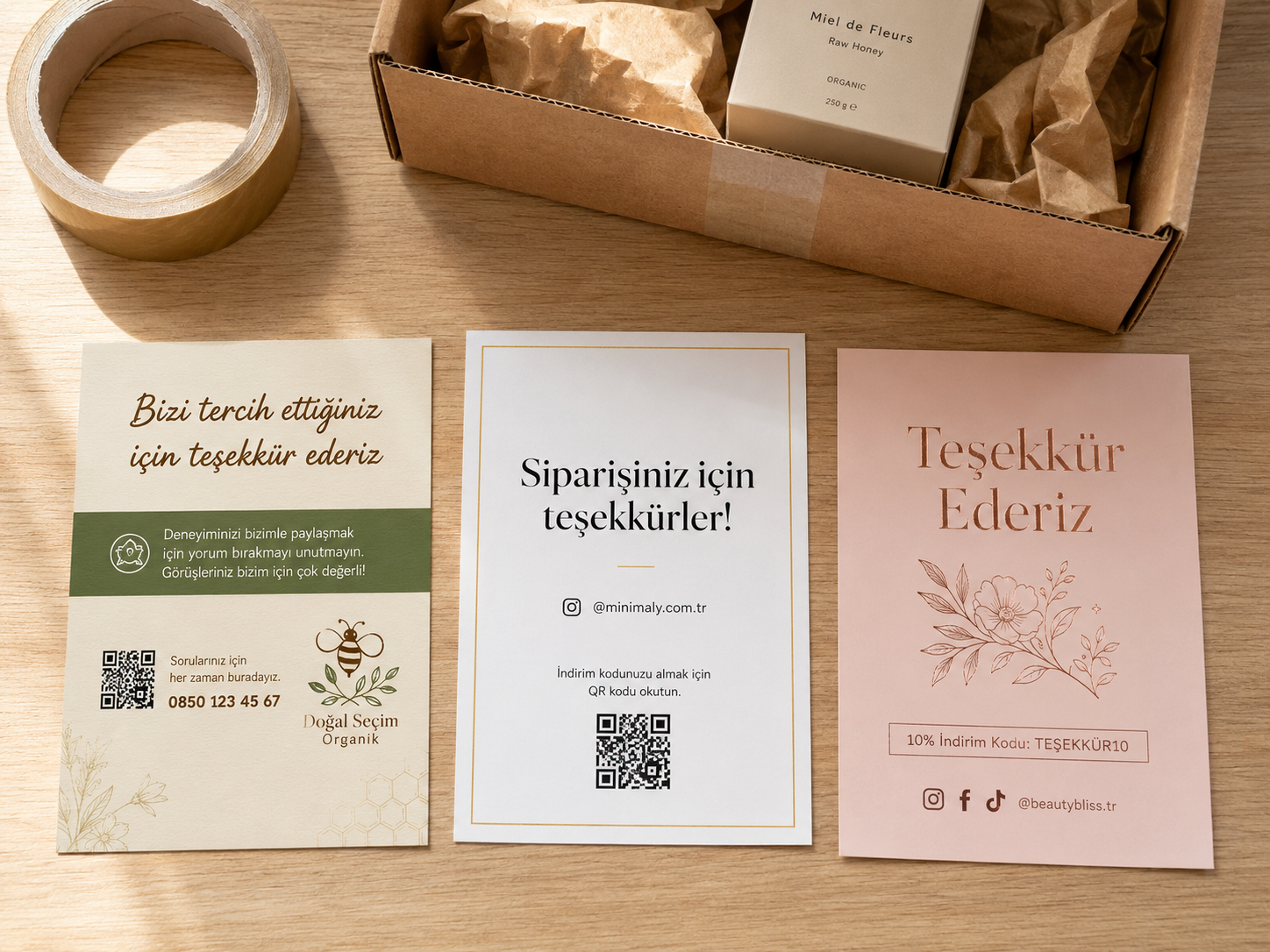 keşan teşekkür kartı baskı kargo paket içi teşekkür kartı örnekleri Nova Reklam