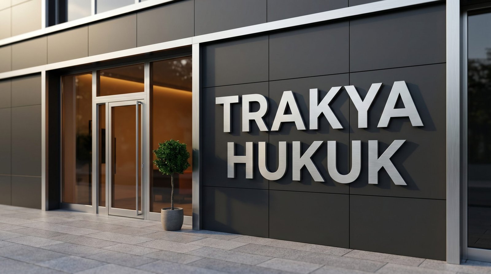 Keşan'da kompozit cepheye monte edilmiş paslanmaz çelik dekupe harf tabela — Nova Reklam