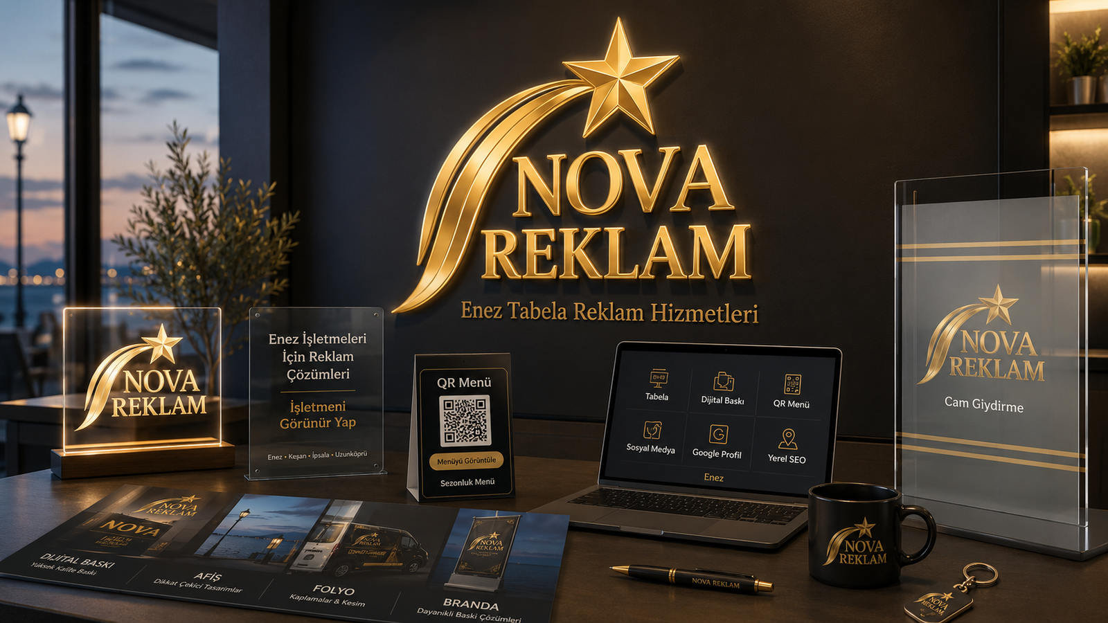 enez tabela reklam hizmetleri Nova Reklam tabela dijital baskı QR menü sosyal medya ve yerel görünürlük çözümleri