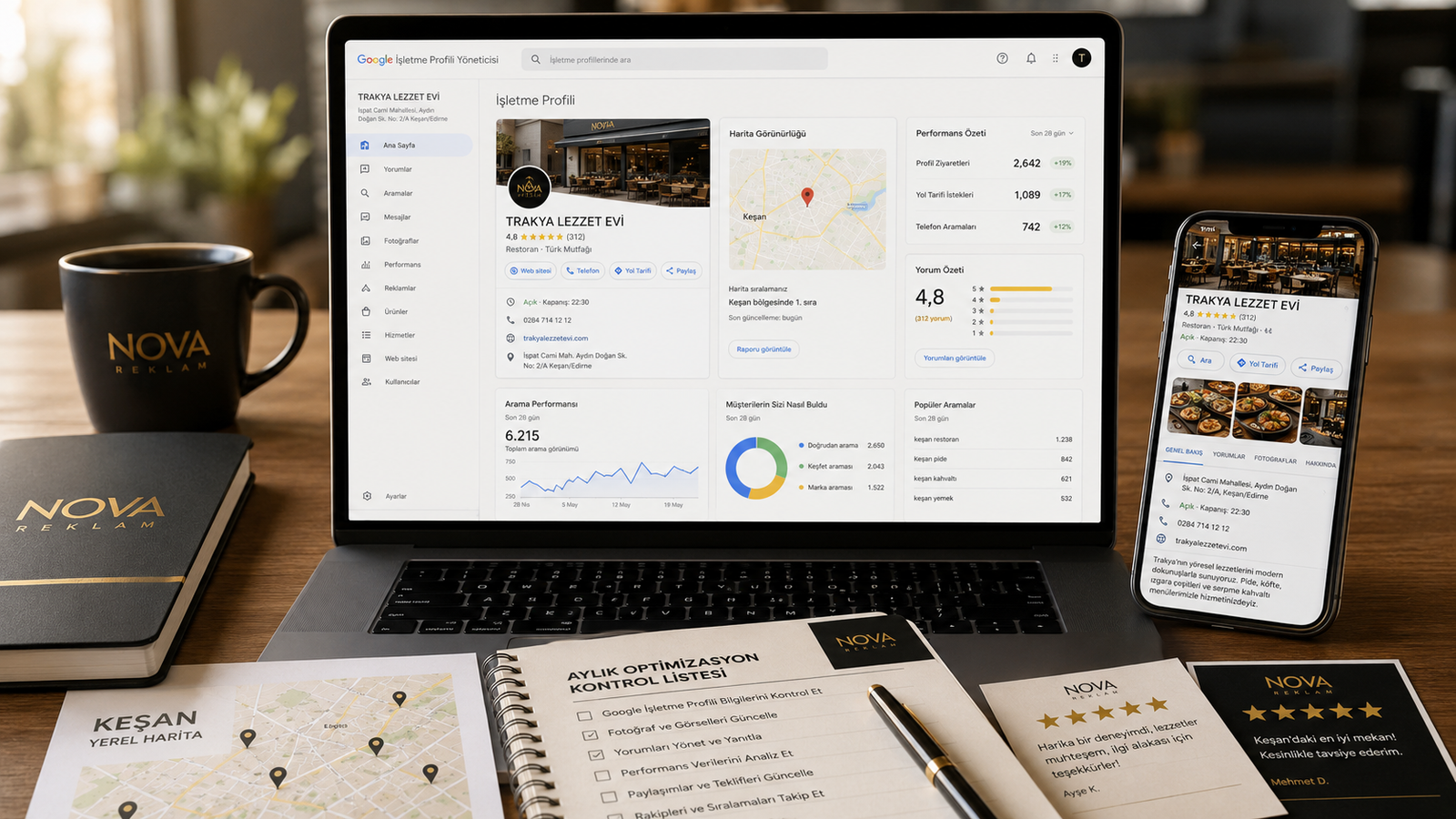 Keşan Google İşletme Profili Yönetimi — yerel işletme harita görünürlüğü ve yorum yönetimi Nova Reklam